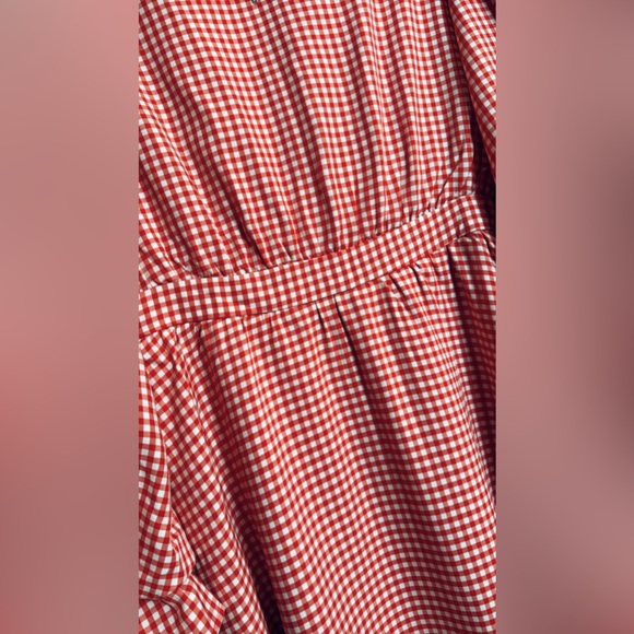 Red Gingham Puff Sleeve Maxi Dress | Cottagecore Prairie | M - Picture 4 of 5